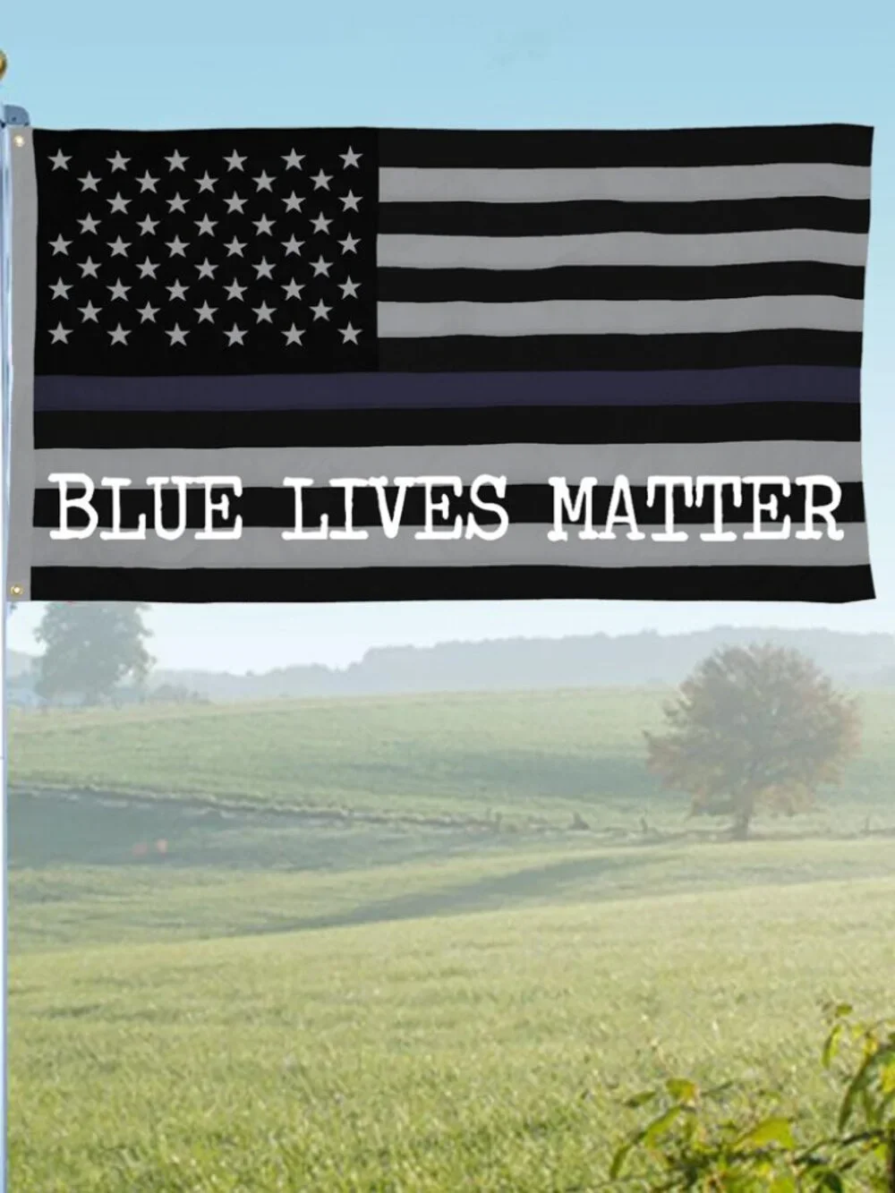 Blue Lives Matter American Flag Black White And Blue 3 by 5 Foot w/ Grommets